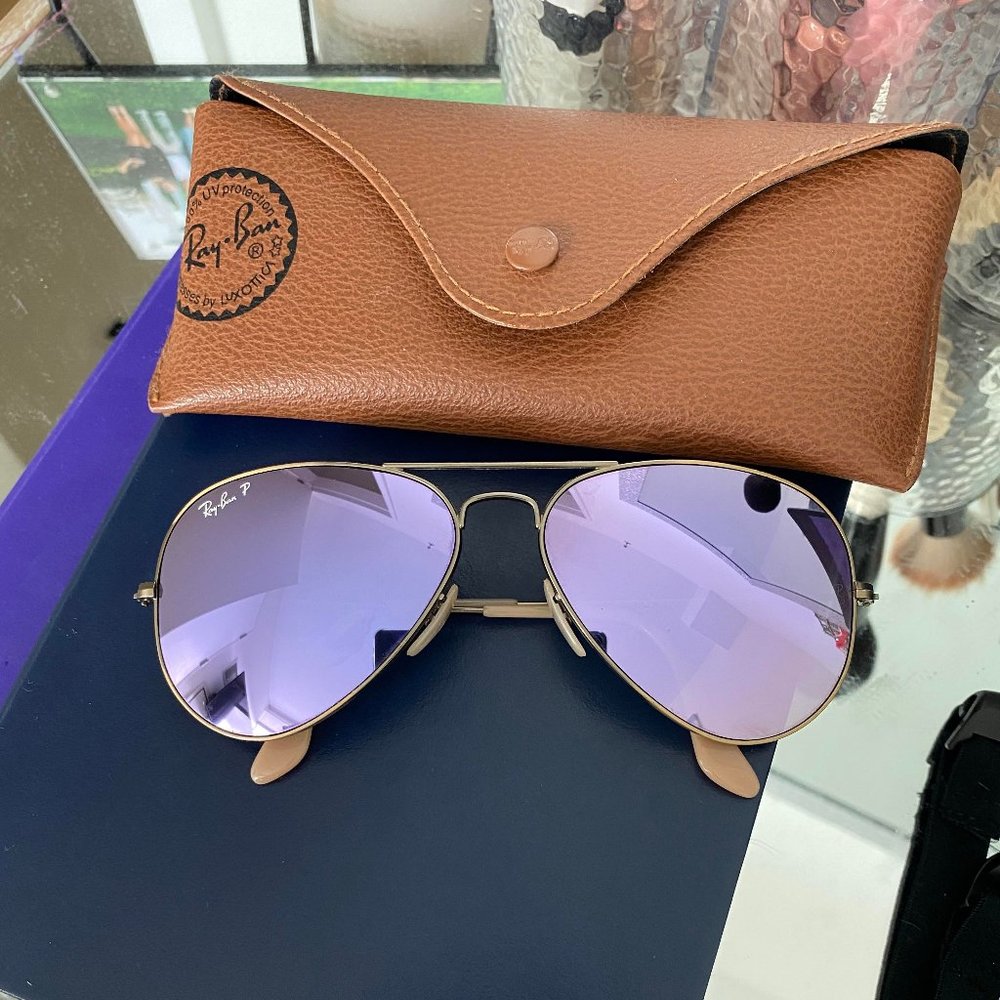 Ray-Ban Purple Mirrored Aviator Sunglasses